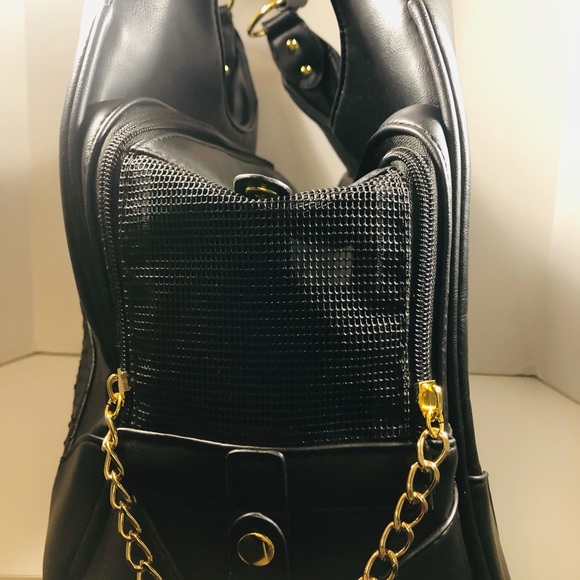 Genuine Black Leather Dog Carrier By Royal Want - Picture 9 of 11